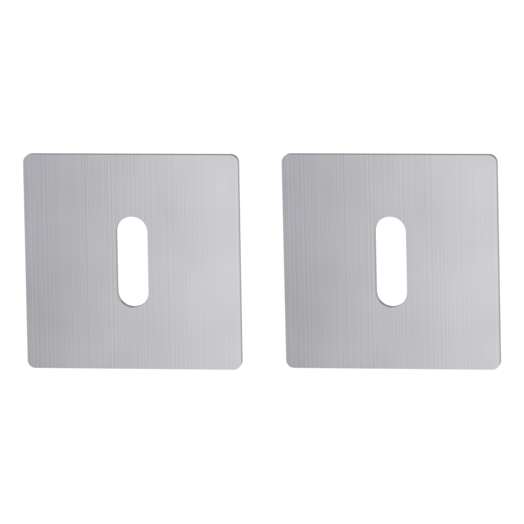 Pair of escutcheons straight-edged cipher bit Flat escutcheon stainless steel matt