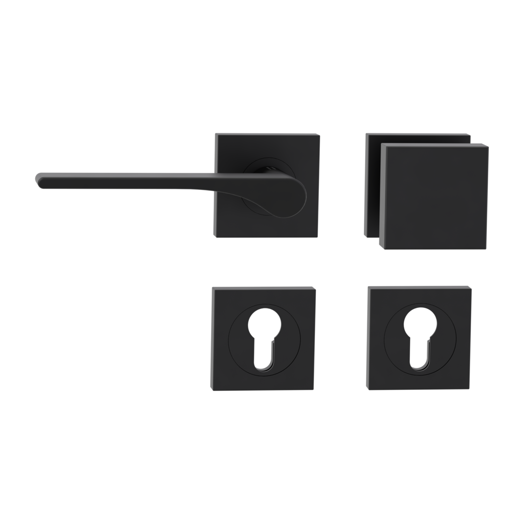 knob handle rose set LEAF LIGHT screw on cl4 rose set square knob SQUARE 34-45mm graphite black L