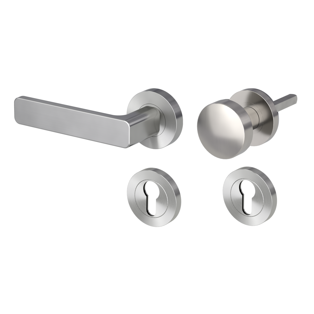 MINIMAL MODERN alternate set Screw-on system GK4 round escutcheons Knob R2 34-45mm velvet grey L