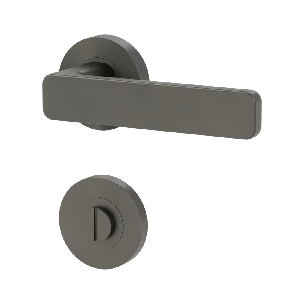 MINIMAL MODERN door handle set Screw-on system GK4 round escutcheons WC cashmere grey