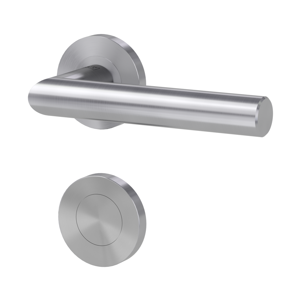 door handle set LUCIA PROF screw on cl4 rose set round blank rose brushed steel