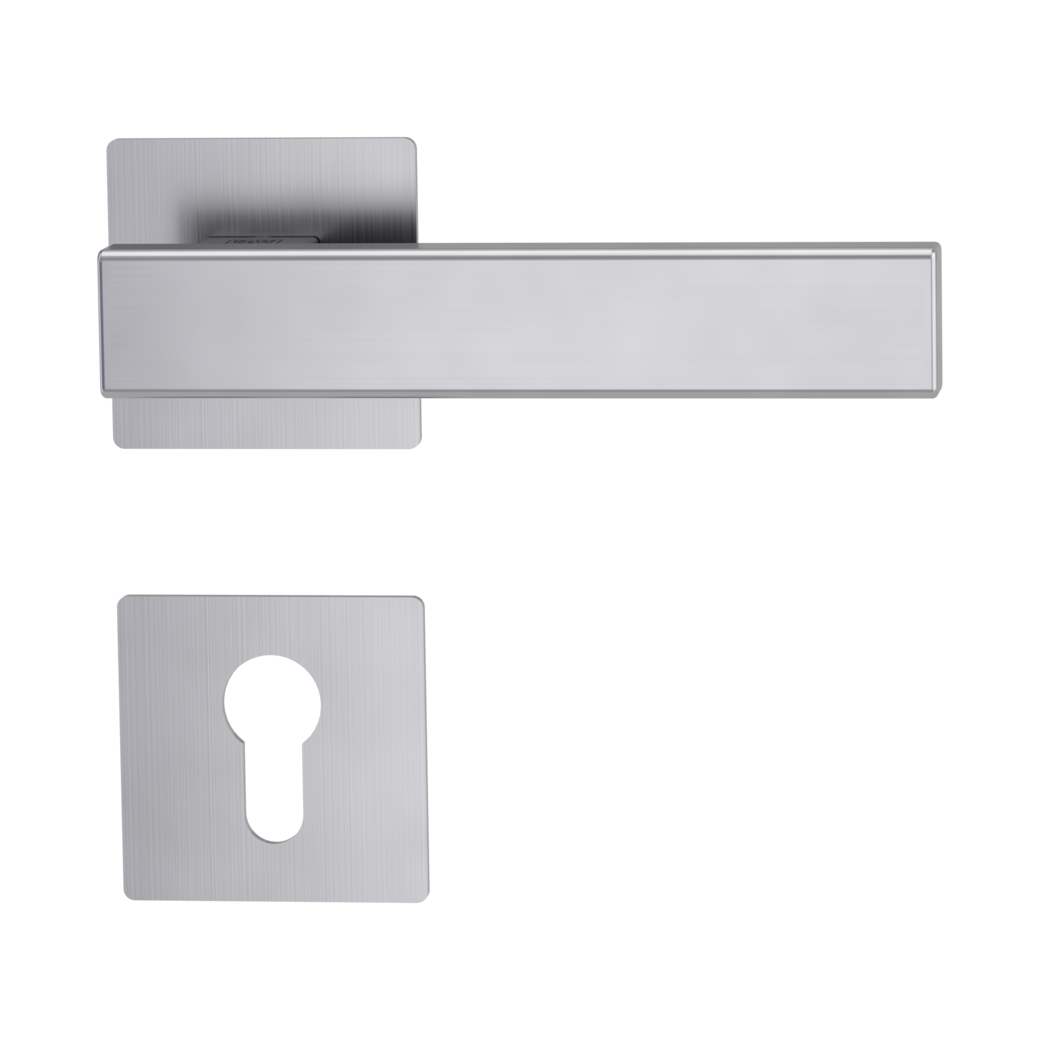 door handle set CUBICO PIATTA S QUATTRO flat rose rose set square euro profile brushed steel