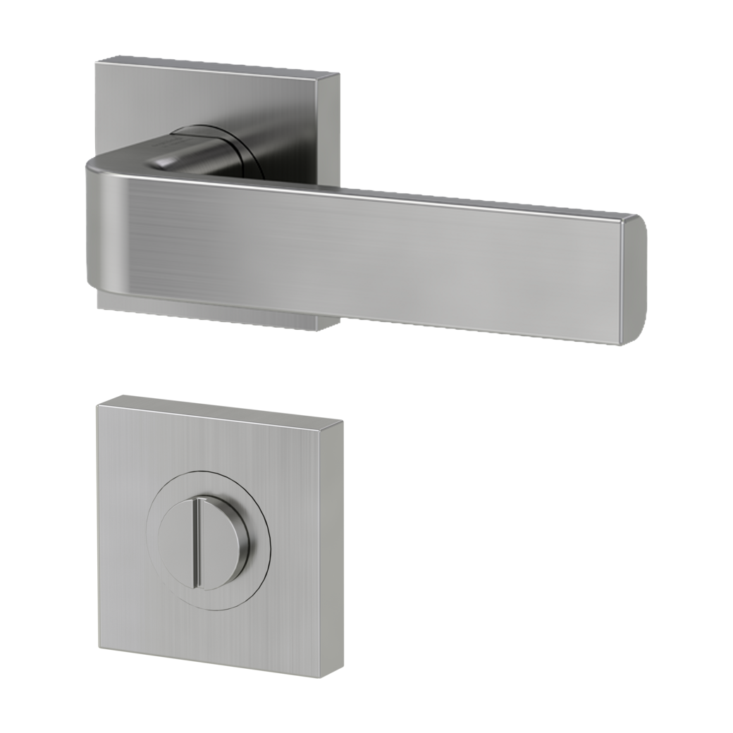 GRAPH door handle set Screw-on sys.GK4 straight-edged escut. WC velvet grey