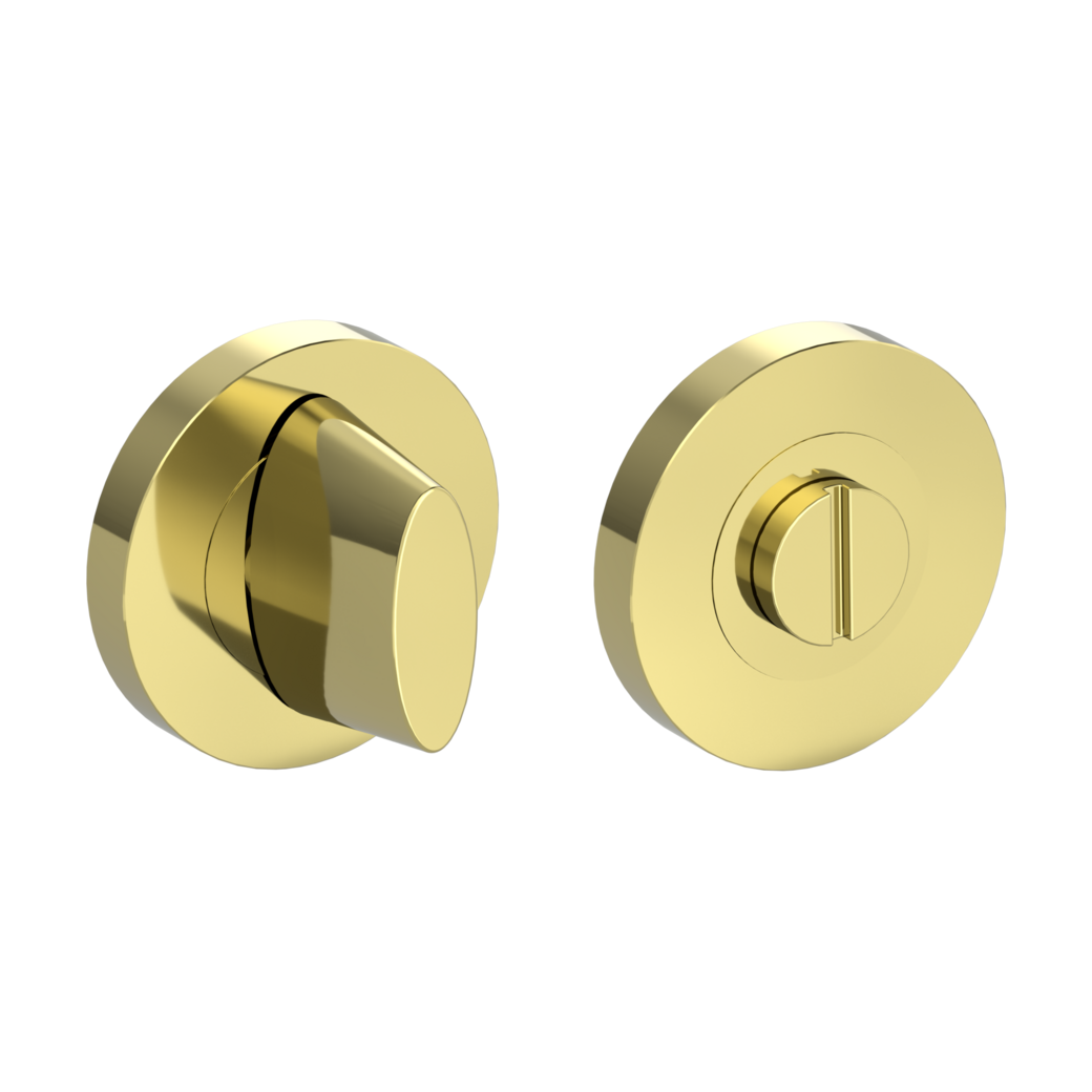 Pair of escutcheons zinc round WC Screw-on system brass effect