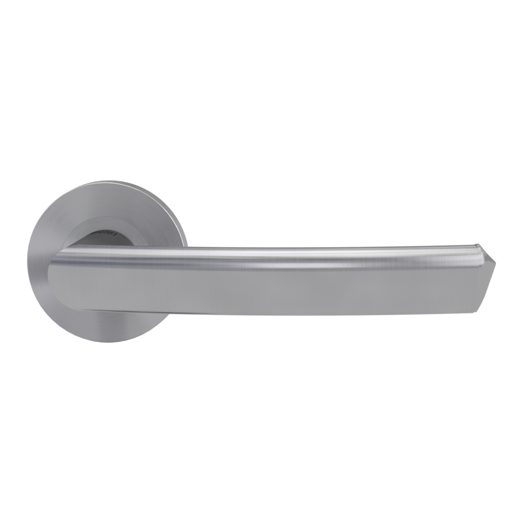 door handle set CRYSTAL screw on cl3 rose set round OS brushed steel