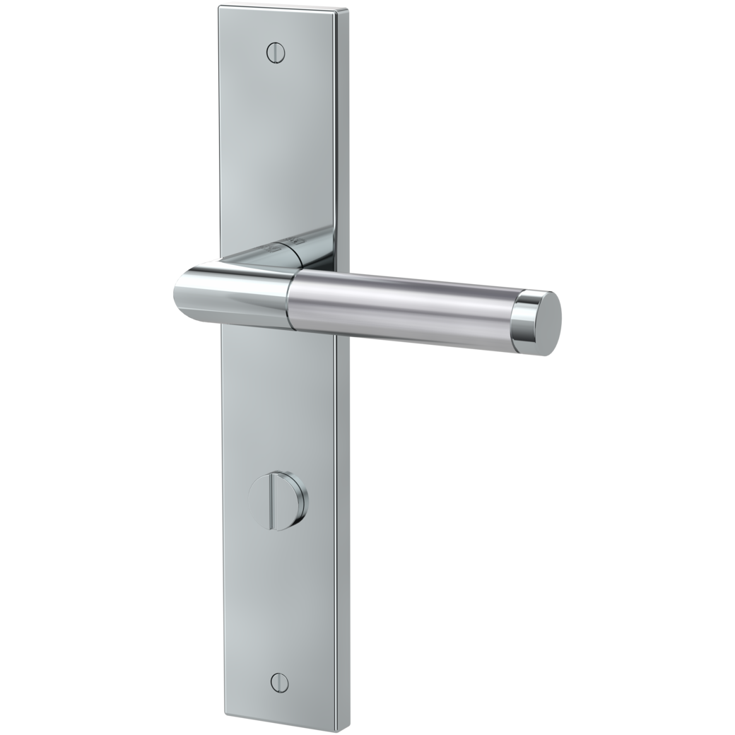 door handle set LOREDANO deco screw long plate square wc polished/brushed steel
