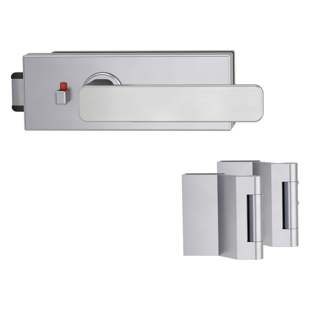 Kit de ferr.de porte en verre PURISTO S smart2lock silencieux paumelle 3 pcs MINIMAL MODERN gris satiné