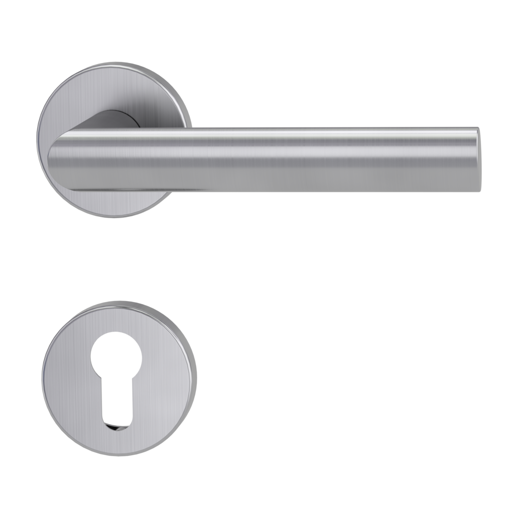 door handle set OVIDA clip on cl3 rose set round euro profile brushed steel