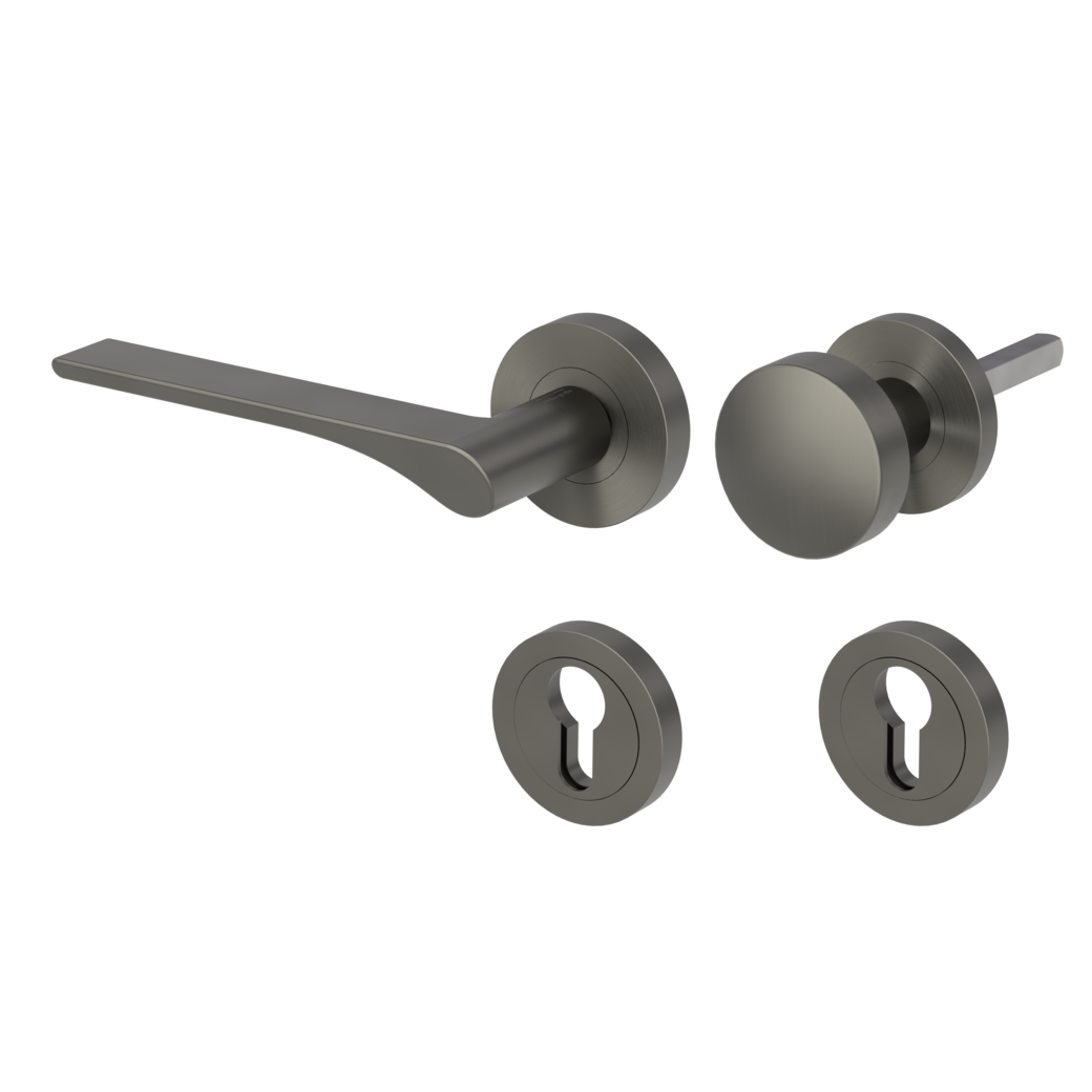 knob handle rose set LEAF LIGHT screw on cl4 rose set round knob R2 34-45mm cashmere grey L