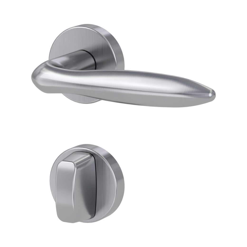 door handle set VERONICA clip on cl3 rose set round wc brushed steel