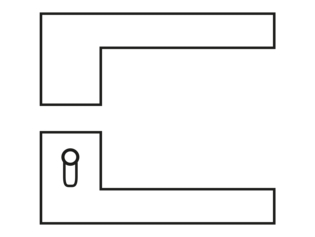 The figure shows a technical drawing of a right Smart2lock handle of the One series in the top view.