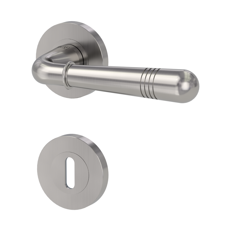 door handle set FABIA screw on cl4 rose set round mortice lock velvety grey