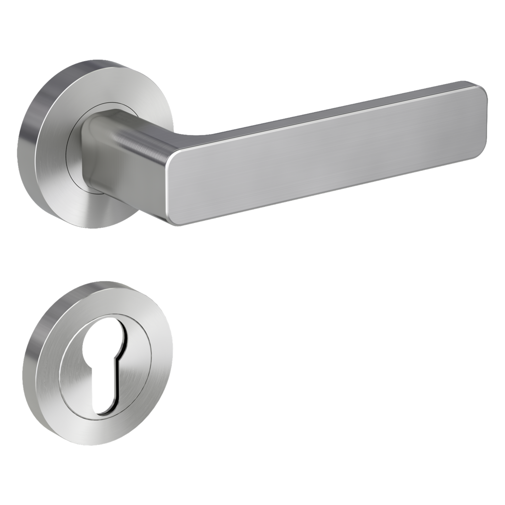 MINIMAL MODERN door handle set Screw-on system GK4 round escutcheons Profile cylinder velvet grey