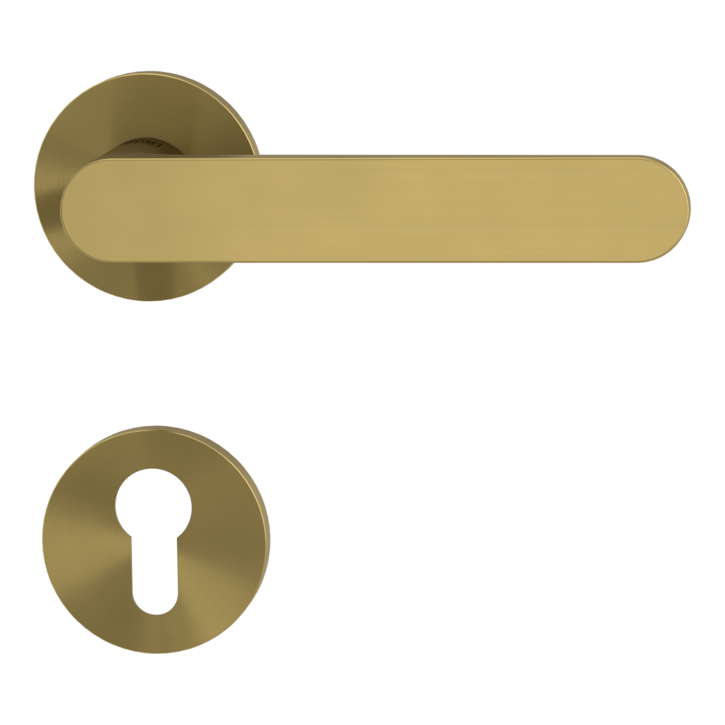 Türgriffgarnitur VAYA 291 AVUS Fast2Fix Rosetten rund Profilzylinder Gold matt Türgriffgarnitur VAYA 291 AVUS Fast2Fix Rosetten rund Profilzylinder Gold matt