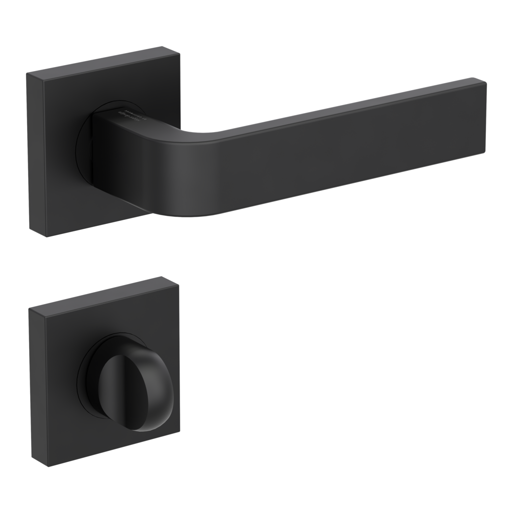 GRAPH door handle set Screw-on sys.GK4 straight-edged escut. WC graphite black