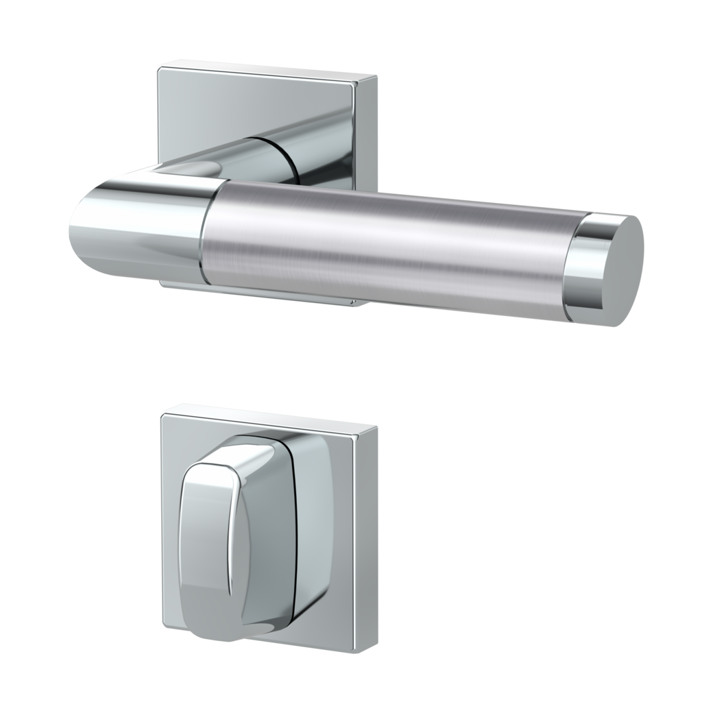 door handle set CHRISTINA QUATTRO clip on cl3 rose set square wc polished/brushed steel