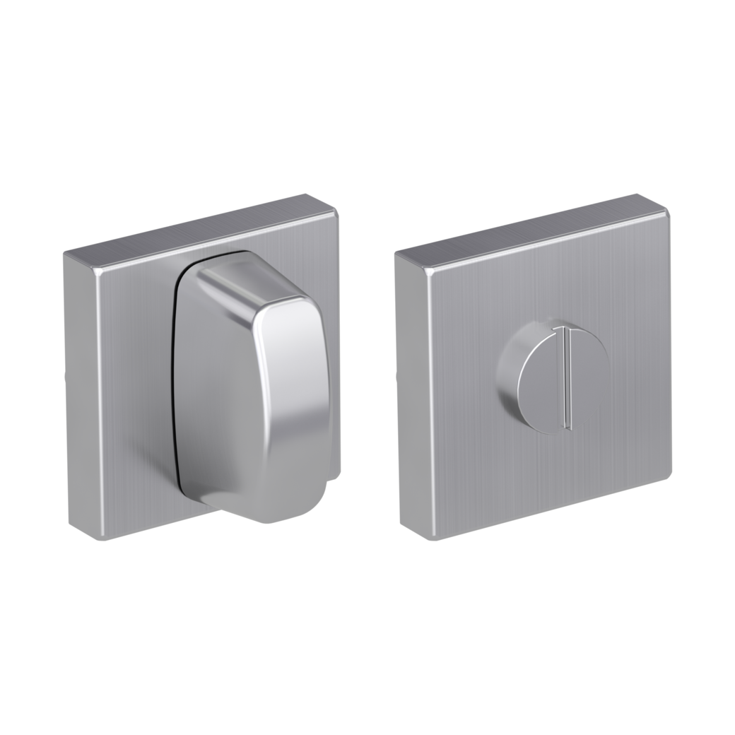Pair of escutcheons straight-edged WC Clip-on system satin stainless steel