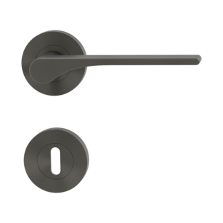 Isolated product image in perfect product view shows the GRIFFWERK rose set LEAF LIGHT in the version mortice lock - cashmere grey - screw on technique