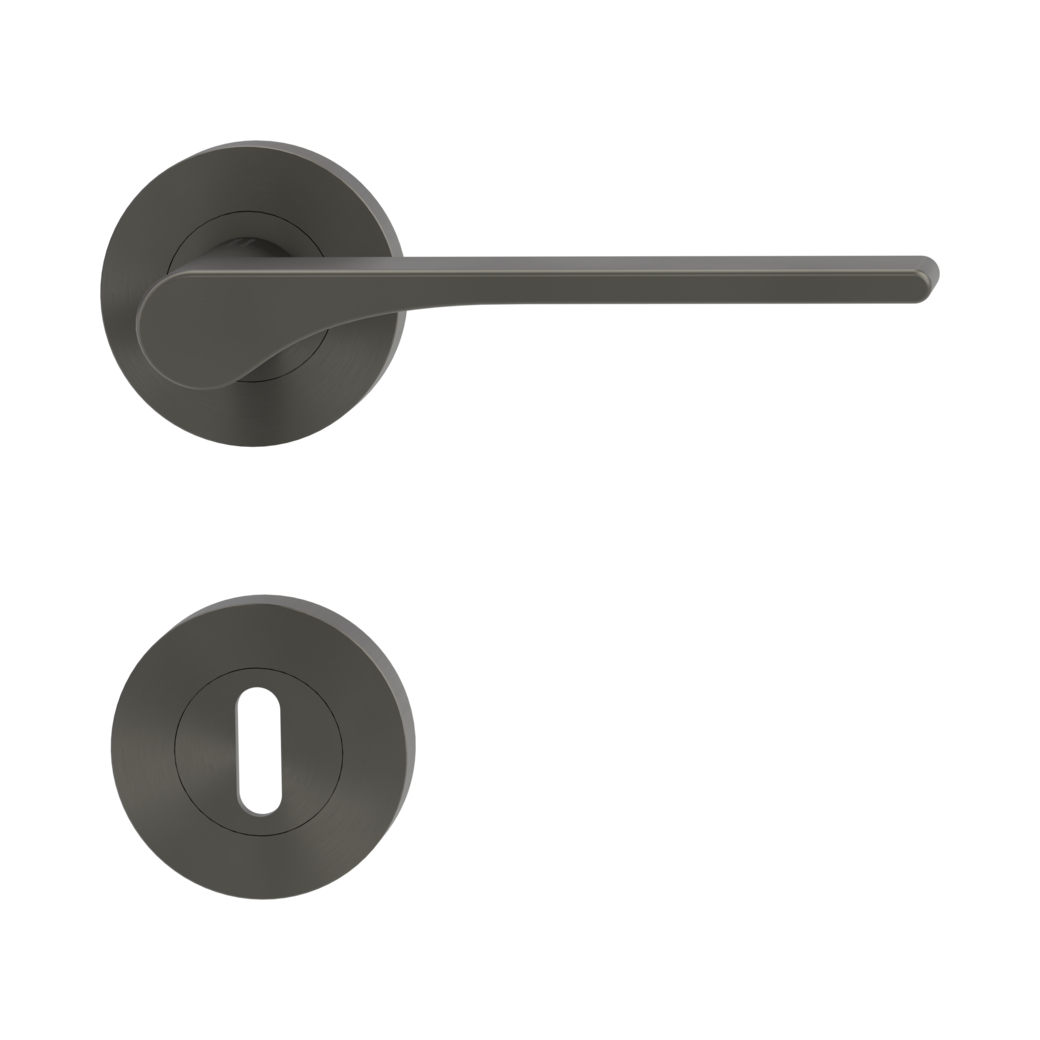 LEAF LIGHT door handle set Screw-on system GK4 round escutcheons Cipher bit cashmere grey