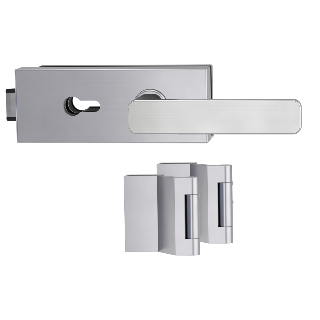 PURISTO S glass door fitting set Quiet profile cylinder 3-pc. hinges MINIMAL MODERN velvet grey