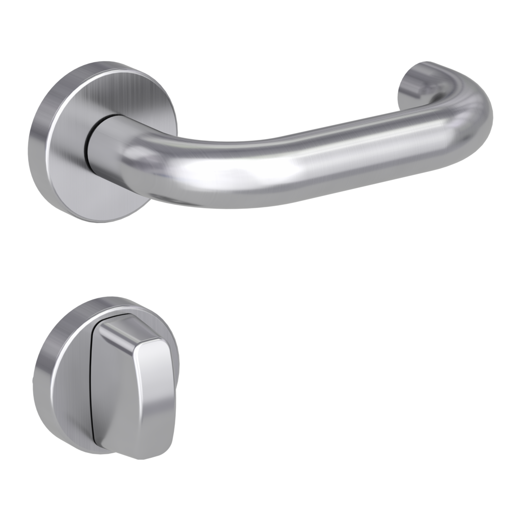 door handle set ALESSIA clip on cl3 rose set round wc brushed steel