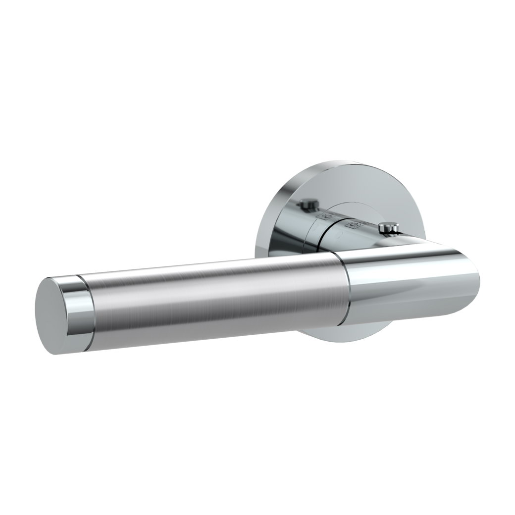 LOREDANA PROF door handle set Screw-on system round escutcheons smart2lock 2.0 L pol.-satin st.steel