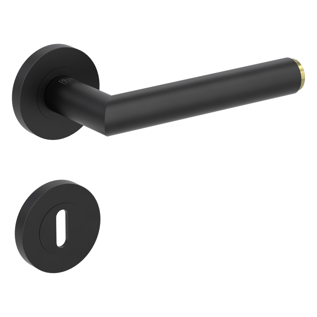 door handle set LUCIA SELECT screw on cl3 rose set round mortice lock graphite black/brass