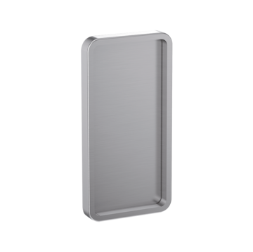 Silhouette product image in perfect product view shows the GRIFFWERK grip shell R8-SQUARE in the version for glass - alu mat stainless steel optic - adhesive technology SENSA - aluminum mat stainless steel optic 