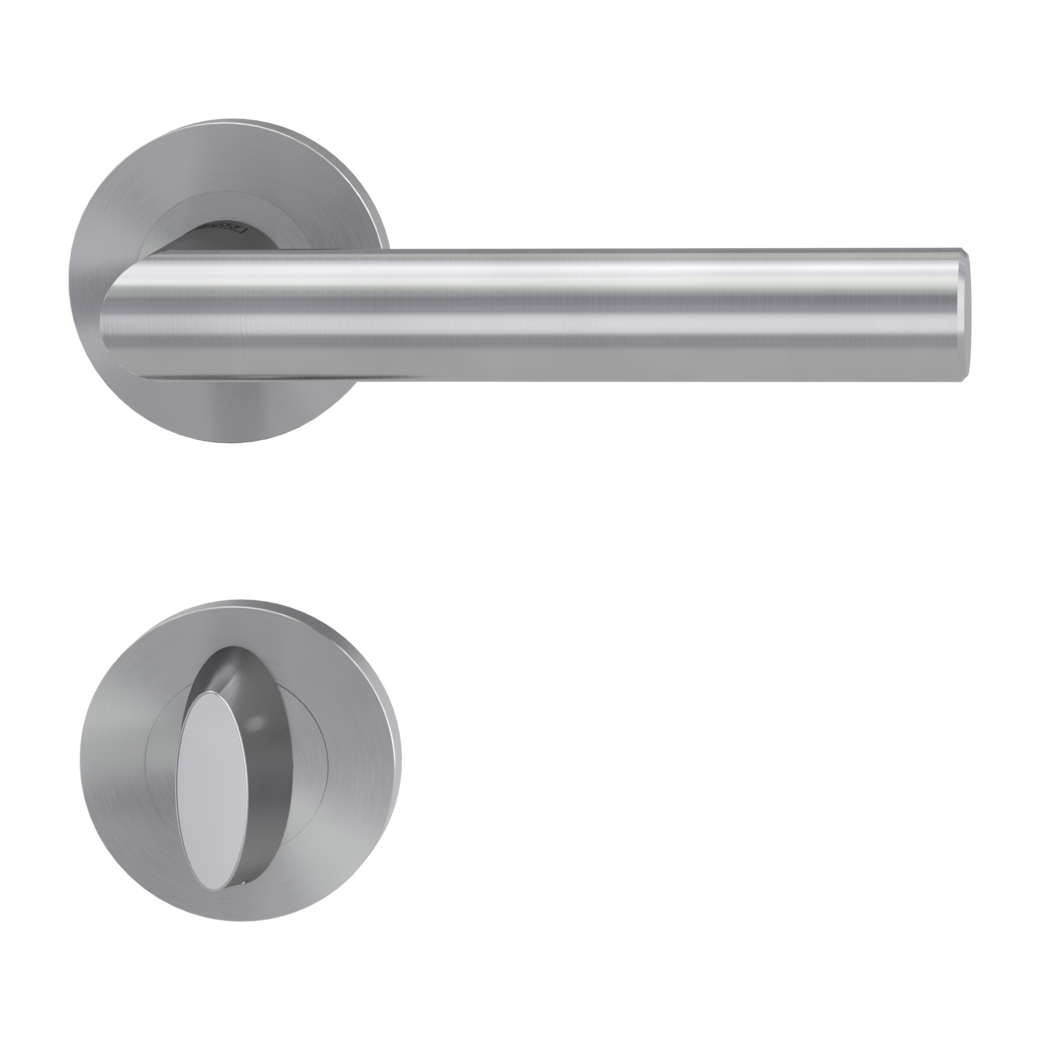 door handle set LUCIA PROF screw on cl4 rose set round wc red/white brushed steel