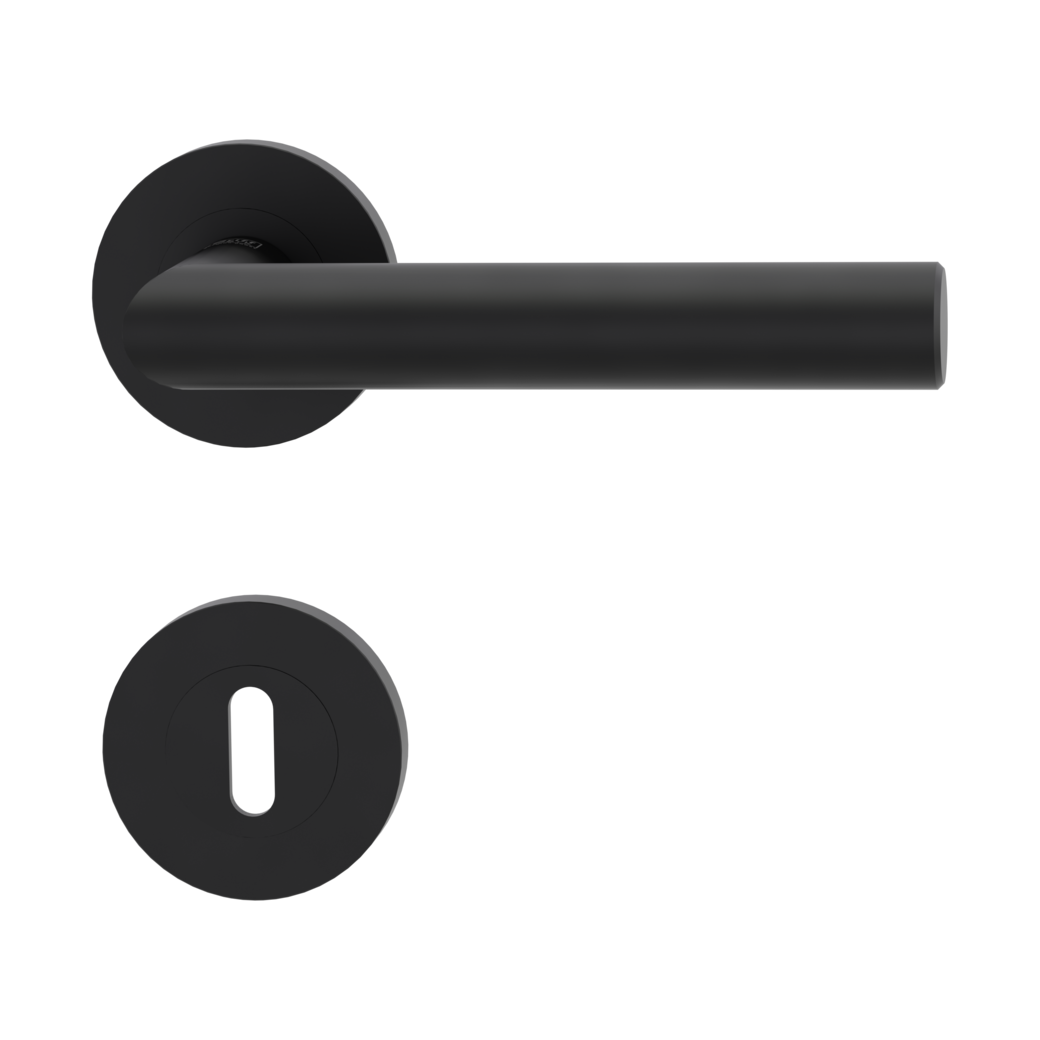 LUCIA PROF door handle set Screw-on system GK3 round escutcheons Cipher bit graphite black