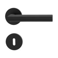Isolated product image in perfect product view shows the GRIFFWERK rose set LUCIA PROF in the version mortice lock - graphite black - screw on technique