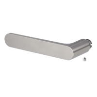 Silhouette product image in perfect product view shows the Griffwerk handle AVUS in the version velvety grey, L
