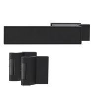 Silhouette product image in perfect product view shows the GRIFFWERK glass door lock set FRAME in the version unlockable, graphite black, 3-part hinge set