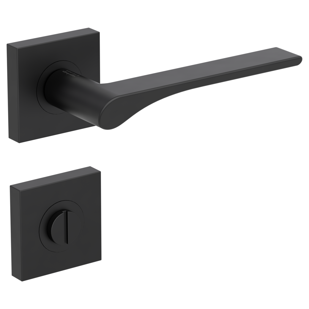 door handle set LEAF LIGHT screw on cl4 rose set square wc graphite black