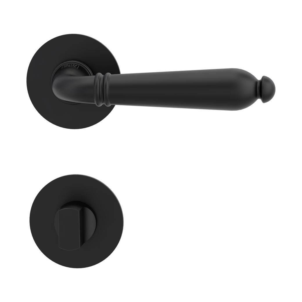 CAROLA PIATTA S door handle set Flat escutcheons round WC graphite black