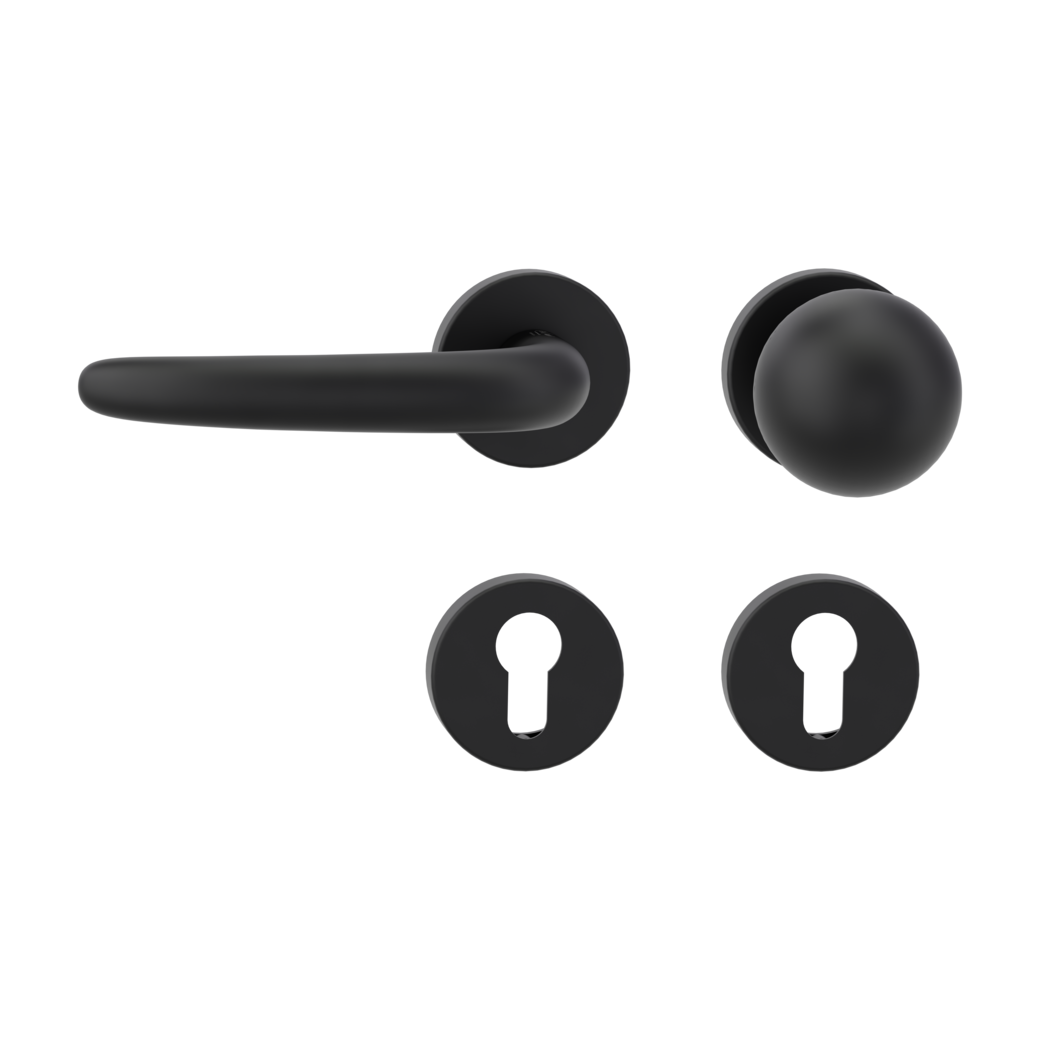 knob handle rose set ULMER GRIFF clip on cl3 rose set round knob R4 graphite black L