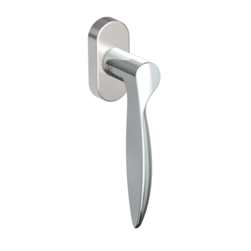 Silhouette product image in perfect product view shows the Griffwerk window handle FRANCESCA in the version unlockable, chrome/nickel matt