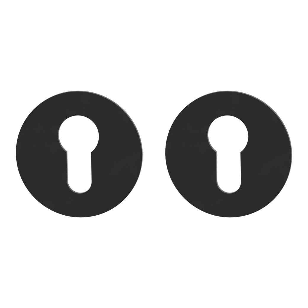 Pair of escutcheons round profile cylinder Flat escutcheon graphite black