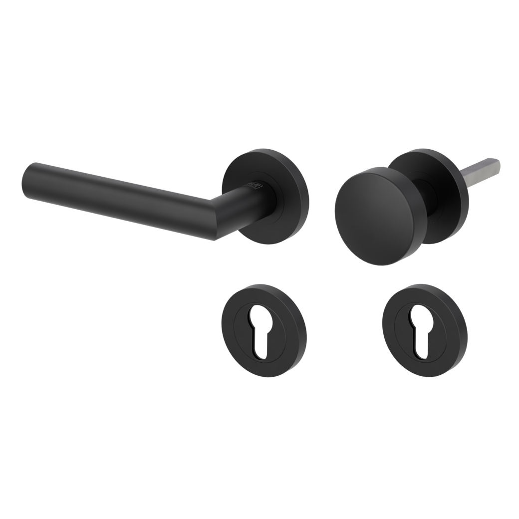 knob handle rose set LUCIA PROF screw on cl3 rose set round knob R2 graphite black L