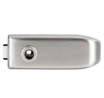 Silhouette product image in perfect product view shows the GRIFFWERK glass door fitting CREATIVO 1.0 in the version single tumber lock - stainless steel mat - 3-part hinge studio/office 