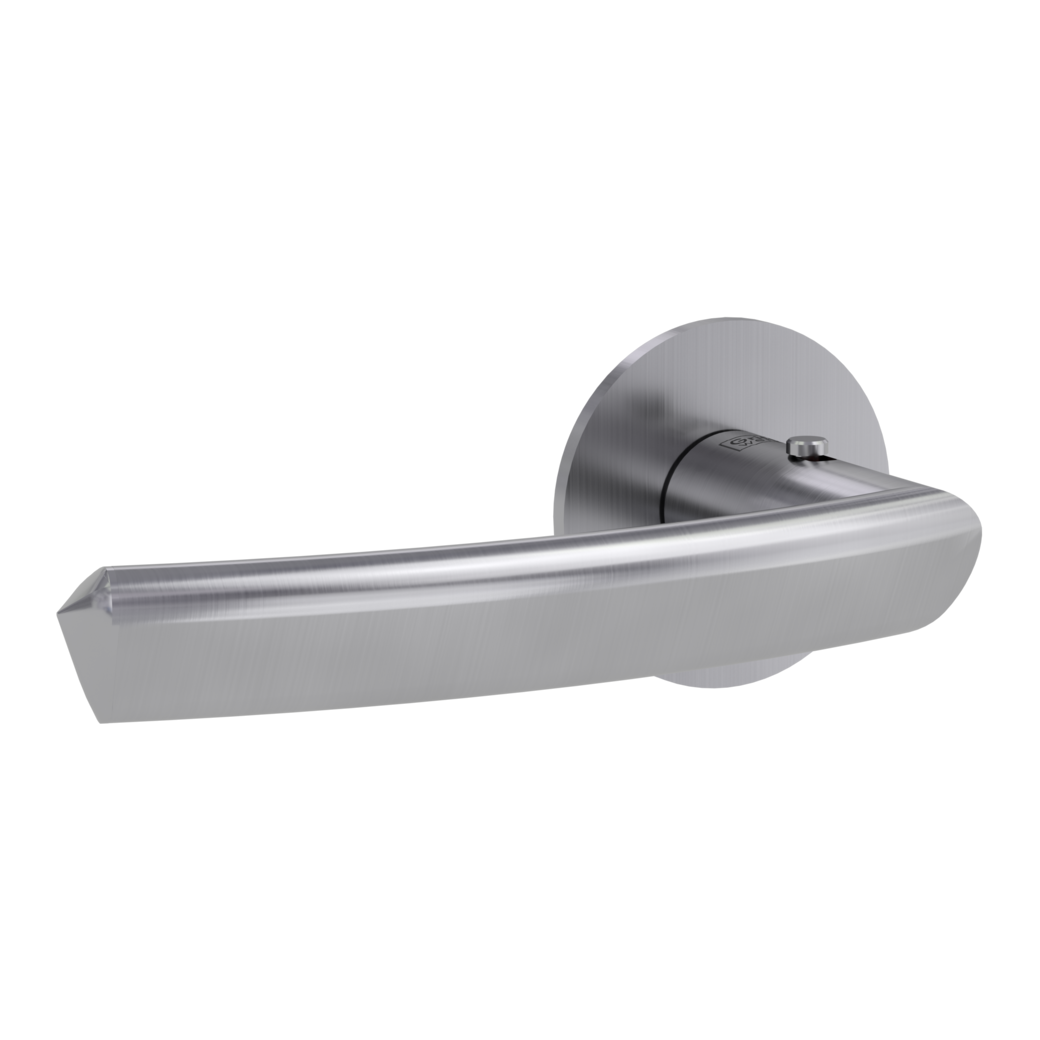 CRYSTAL PIATTA S door handle set Flat escutcheons round smart2lock 2.0 L satin stainless steel