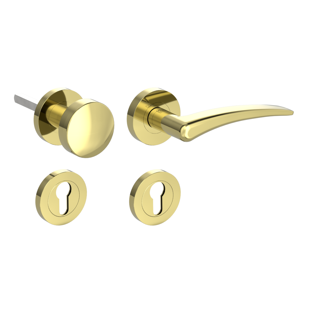knob handle rose set MARISA screw on cl4 rose set round knob R21 brass look R