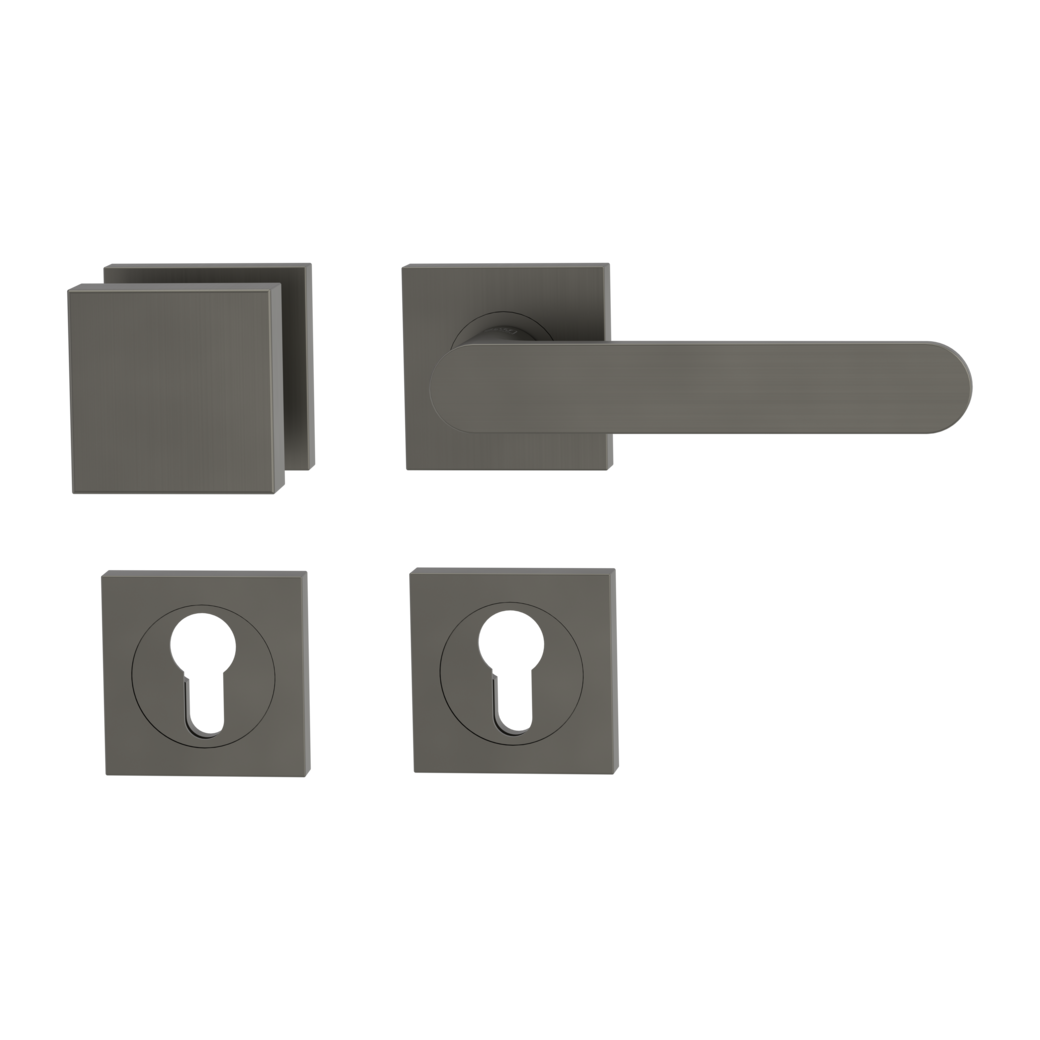 AVUS alternate set Screw-on sys.GK4 straight-edged escut. Knob SQUARE cashmere grey R