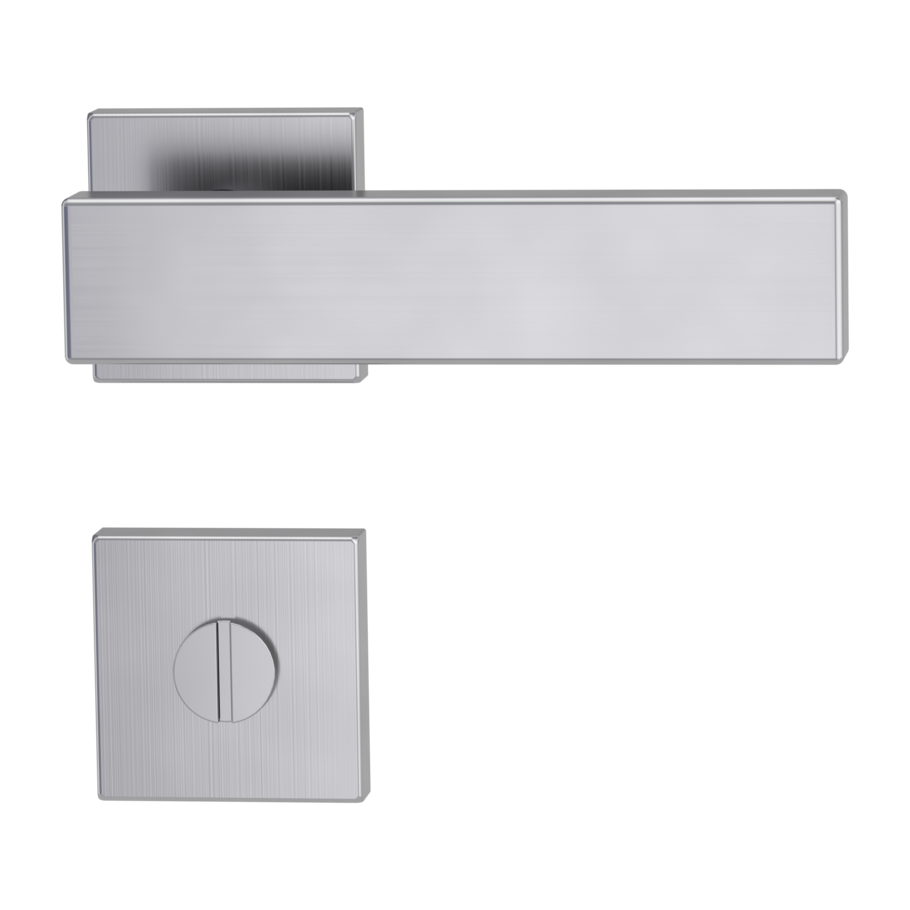 Isolated product image in perfect product view shows the GRIFFWERK rose set square CARLA SQUARE in the version turn and release - brushed steel - clip on technique outside view