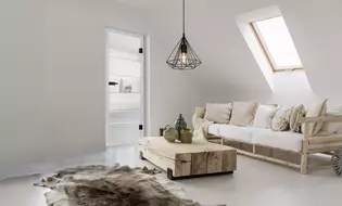 Tableau du salon avec porte en verre L'illustration montre une pièce à vivre avec une porte en verre.