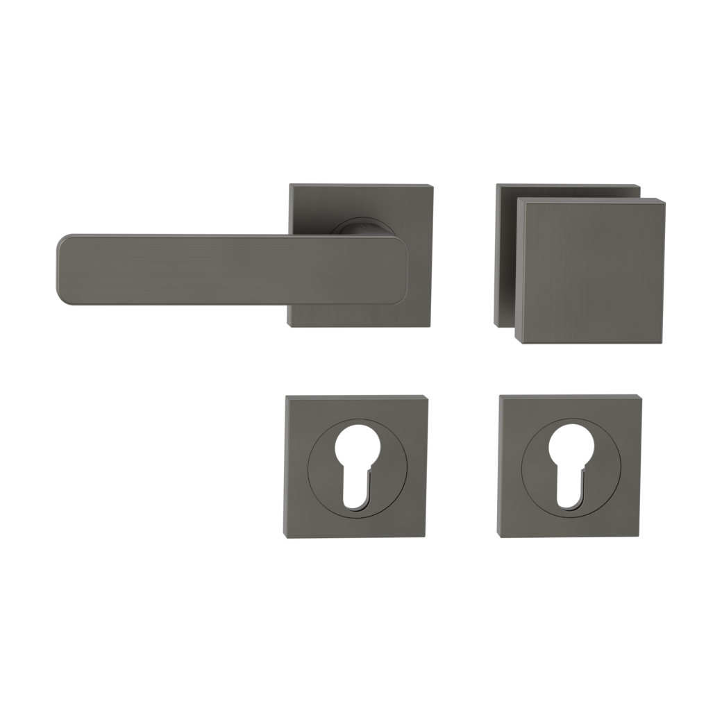 MINIMAL MODERN alternate set Screw-on sys.GK4 straight-edged escut. Knob SQUARE 34-45mm cashmere grey L