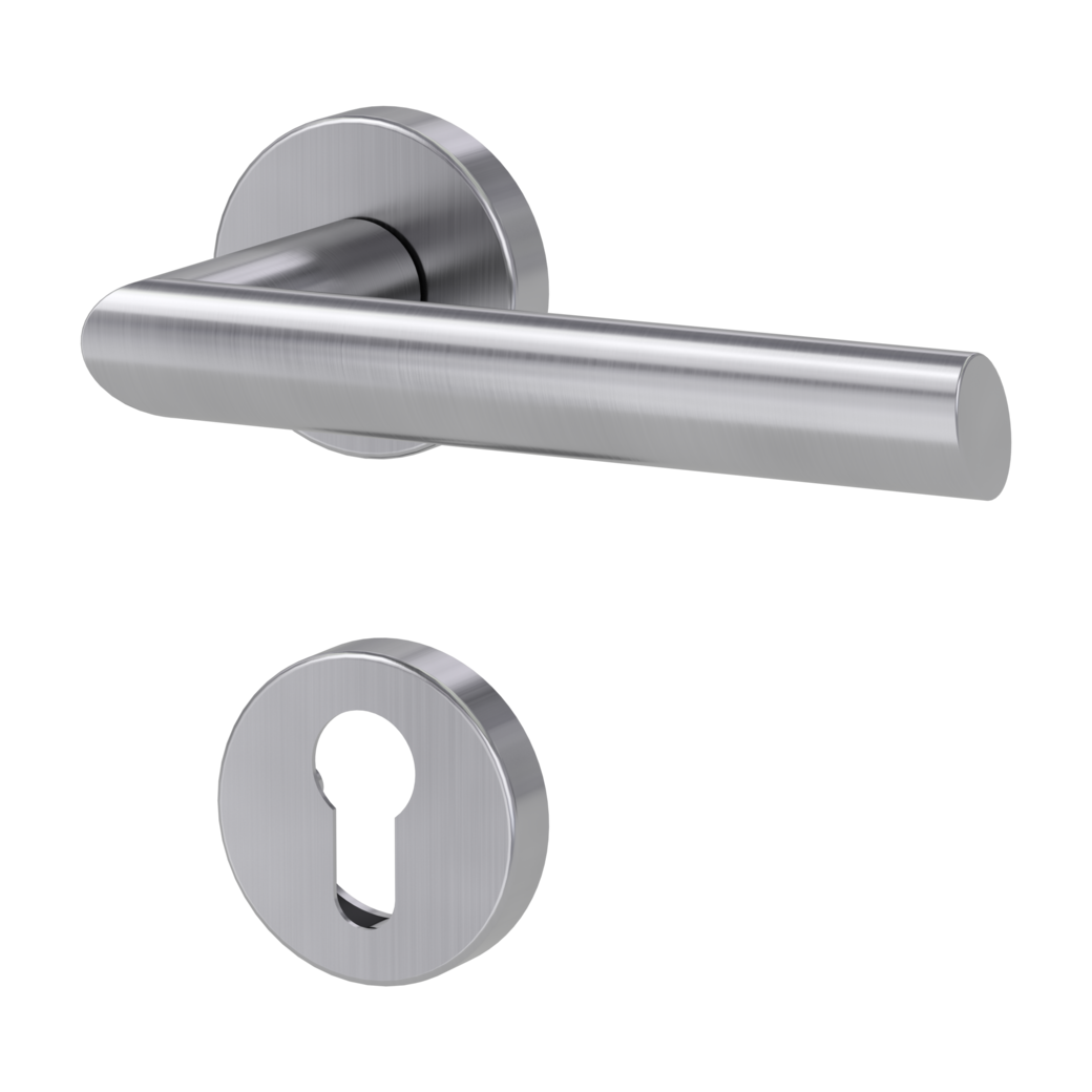 door handle set OVIDA clip on cl3 rose set round euro profile brushed steel