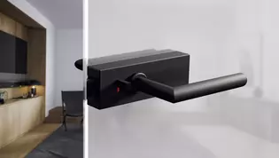 Cuadro de salón Manillas de puerta Griffwerk PURISTO S smart2lock, Negro grafito La imagen muestra la Manillas de puerta PURISTO S con smart2lock de Griffwerk en Negro grafito en un salón.
