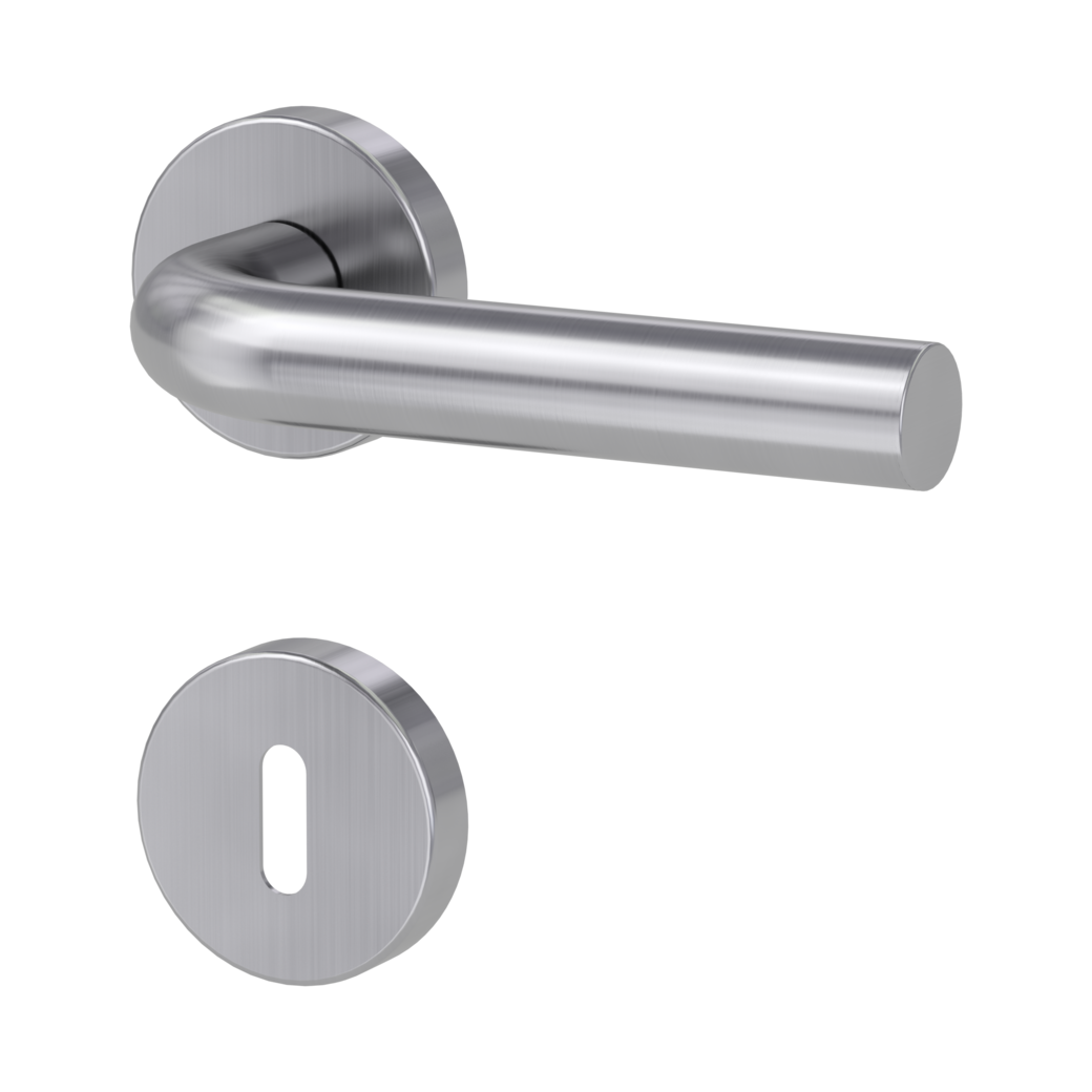 door handle set DANIELA clip on cl3 rose set round mortice lock brushed steel