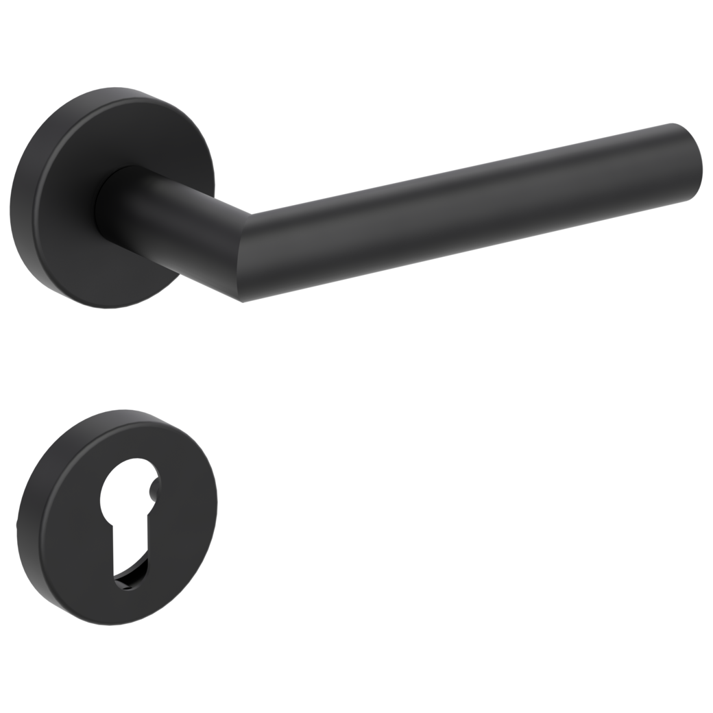 LUCIA door handle set Clip-on system GK3 round escutcheons Profile cylinder graphite black